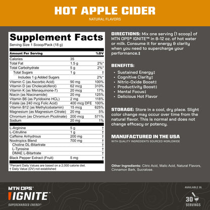 MTN OPS Hot Ignite Focus & Energy Coffee, Mountain Mocha