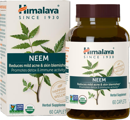 Himalaya USDA Organic Neem Herbal Supplement, 600 mg, 60 Caplets
