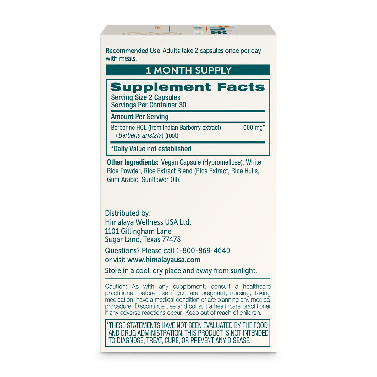 Himalaya Berberine Supplement, Berberine HCL 1000 mg per Serving, Herbal Supplement for Supporting Normal Metabolism, Immune, and Digestive Health - Vegan, Gluten Free, 60 Vegetarian Capsules