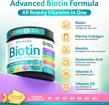 Biotin and Collagen supplements Hair Skin & Nails Vitamin for women and men