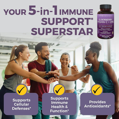 Viva Naturals Antarctic Krill Oil, Elderberry Vitamin C & Zinc and Triple-Strength Omega 3 Fish Oil Bundle, Providing Omega 3 EPA and DHA, Elderberry for Immune Support
