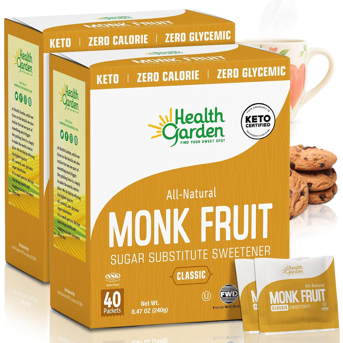 Health Garden Monk Fruit Sweetener, Golden Sugar Substitute - 2.5 lb