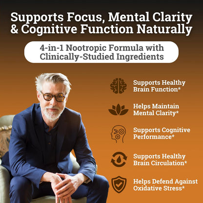 Brain Complex Addifocus™ Brain Supplements For Memory and Focus (Plasmalogen, Lions Mane, Vinpocetine 10mg & Ergothioneine) Memory Supplement for Brain, Brain Defender Supplement, Brain Health
