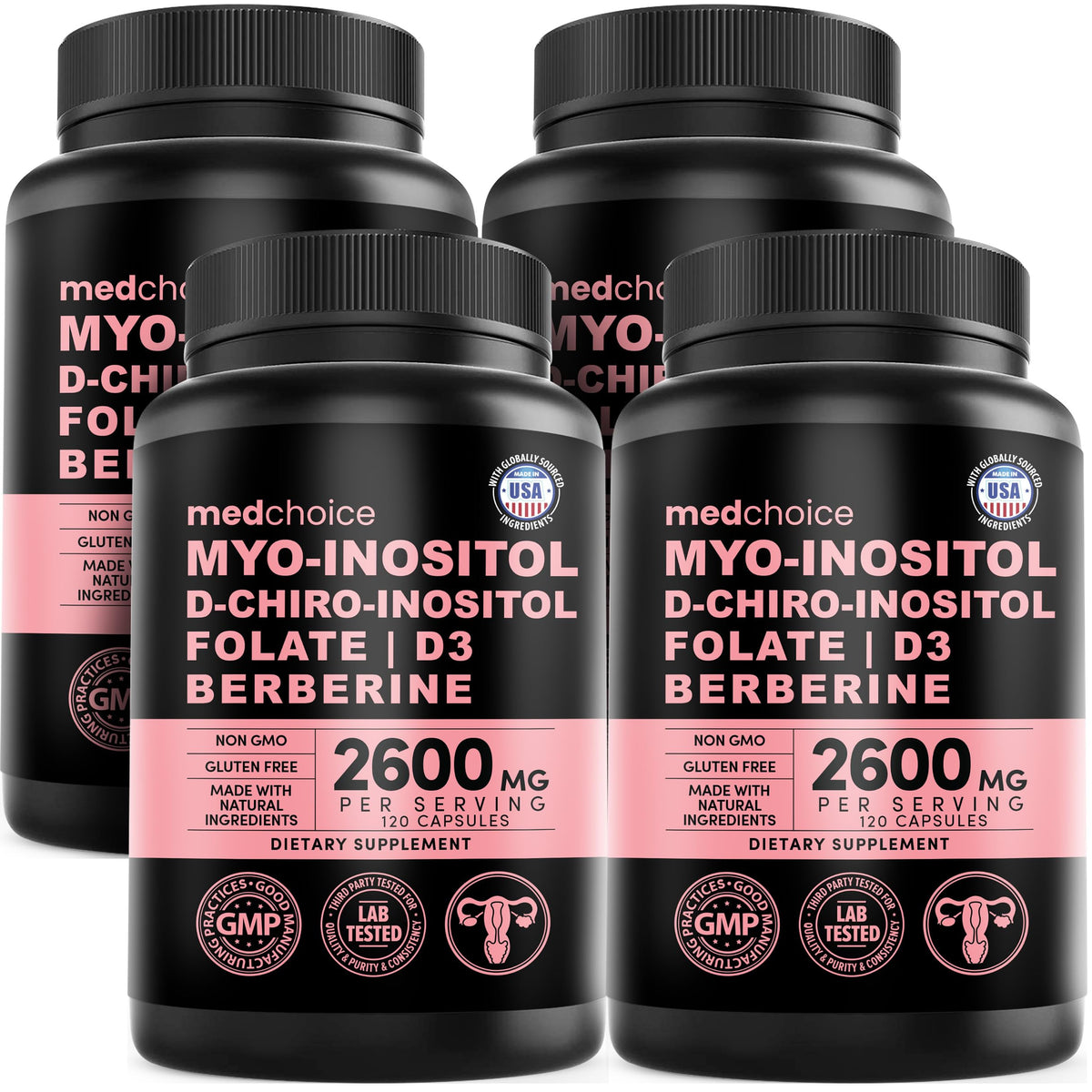 MEDCHOICE Myo-Inositol 40:1 Supplement with Folate, Vitamin D3, 120 ct