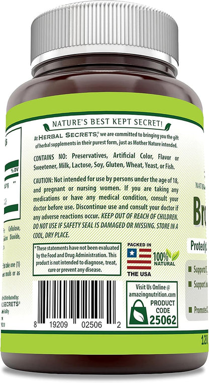 Herbal Secrets Bromelain Supplement 500 Mg Tablets Supplement | Non-GMO | Gluten Free | Made in USA (120 Count)