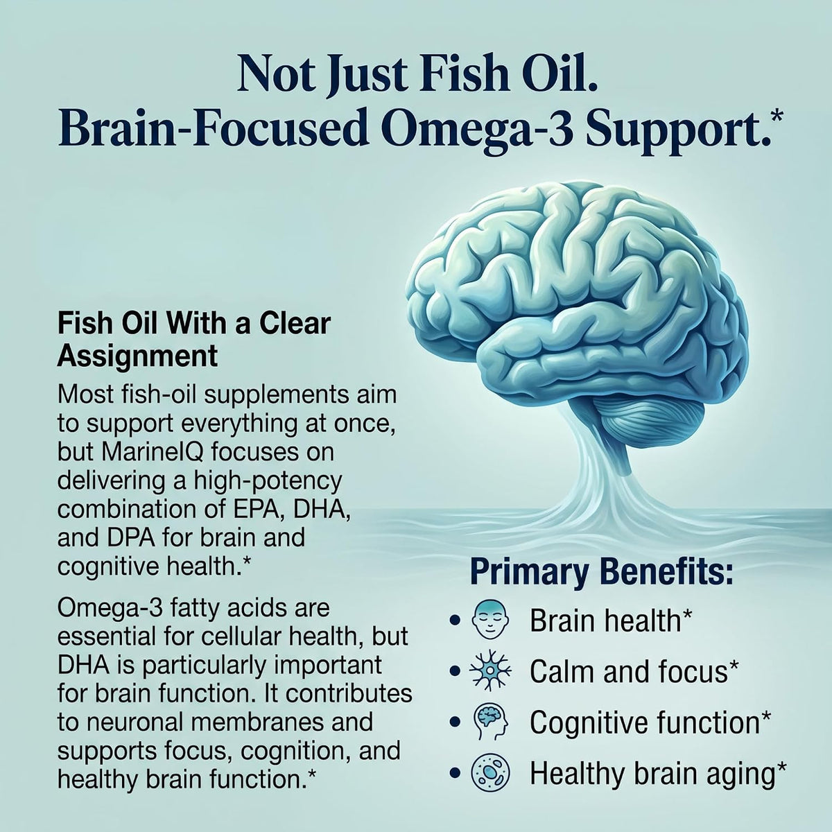 Utzy Naturals MarineIQ | High-Potency Omega-3 for Brain Health | 60 Softgel