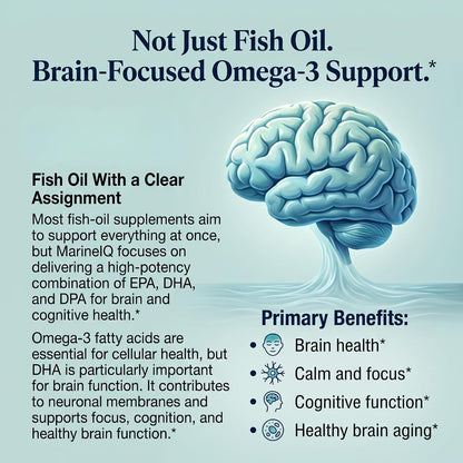 Utzy Naturals MarineIQ | High-Potency Omega-3 for Brain Health | 60 Softgel