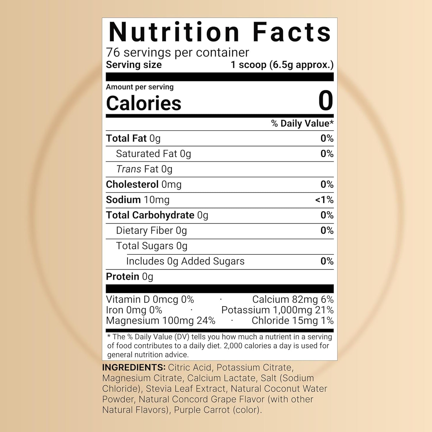 NatureBell Electrolytes Powder No Sugar, 500g (76 Servings) | Keto Fast Hydration Powder, Carnivore-Friendly Electrolyte – 1,000mg High Potassium, Minerals, & Coconut Water – Concord Grape Flavor