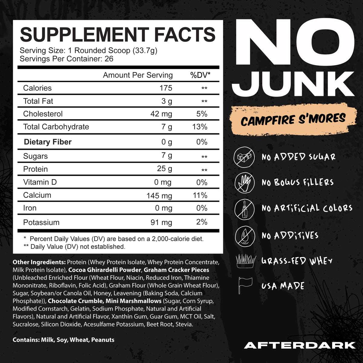 AFTERDARK AfterBites Whey Protein Powder, 25g Protein, 4.5g BCAA’s, Easy Dissolving