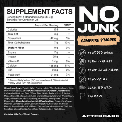 AFTERDARK AfterBites Whey Protein Powder, 25g Protein, 4.5g BCAA’s, Easy Dissolving