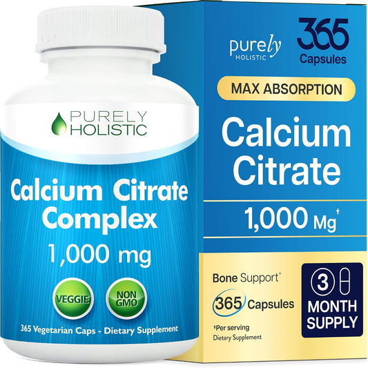 Calcium Citrate 1000mg, Bone & Teeth Support, Dr-Formulated | High-Absorption Cal Complex, Third-Party Tested, 3 Month Supply, Calcium Supplements for Women & Men, 365 Capsules
