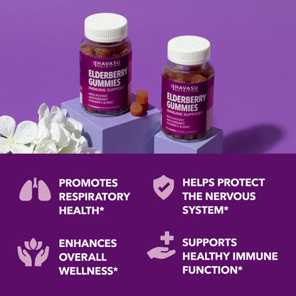 Sambucus Elderberry Gummies with Vitamin C & Zinc, Berry, 30 Servings | Vegan, Non-GMO, Gluten Free Elderberry Gummies, 100mg Extract Per Serving for Immune Support and Wellness Defense, 60 Count