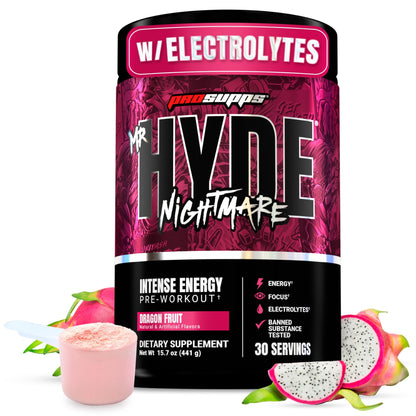 ProSupps Mr. Hyde Nightmare Pre Workout Powder with Caffeine & Beta Alanine - Preworkout for Intense Energy, Mental Focus & Performance - Gym & Fitness Supplements (Black N' Blueberry, 30 Servings)