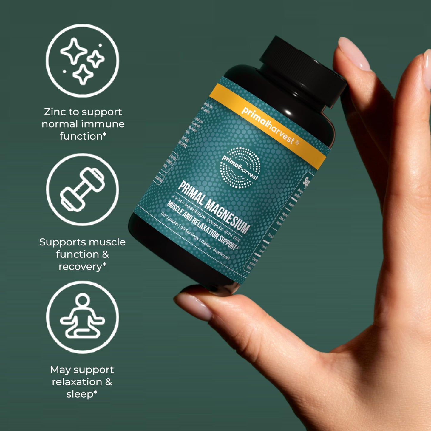 Primal Harvest Magnesium - Daily Vegan Supplement, Gluten, Dairy & Soy Free