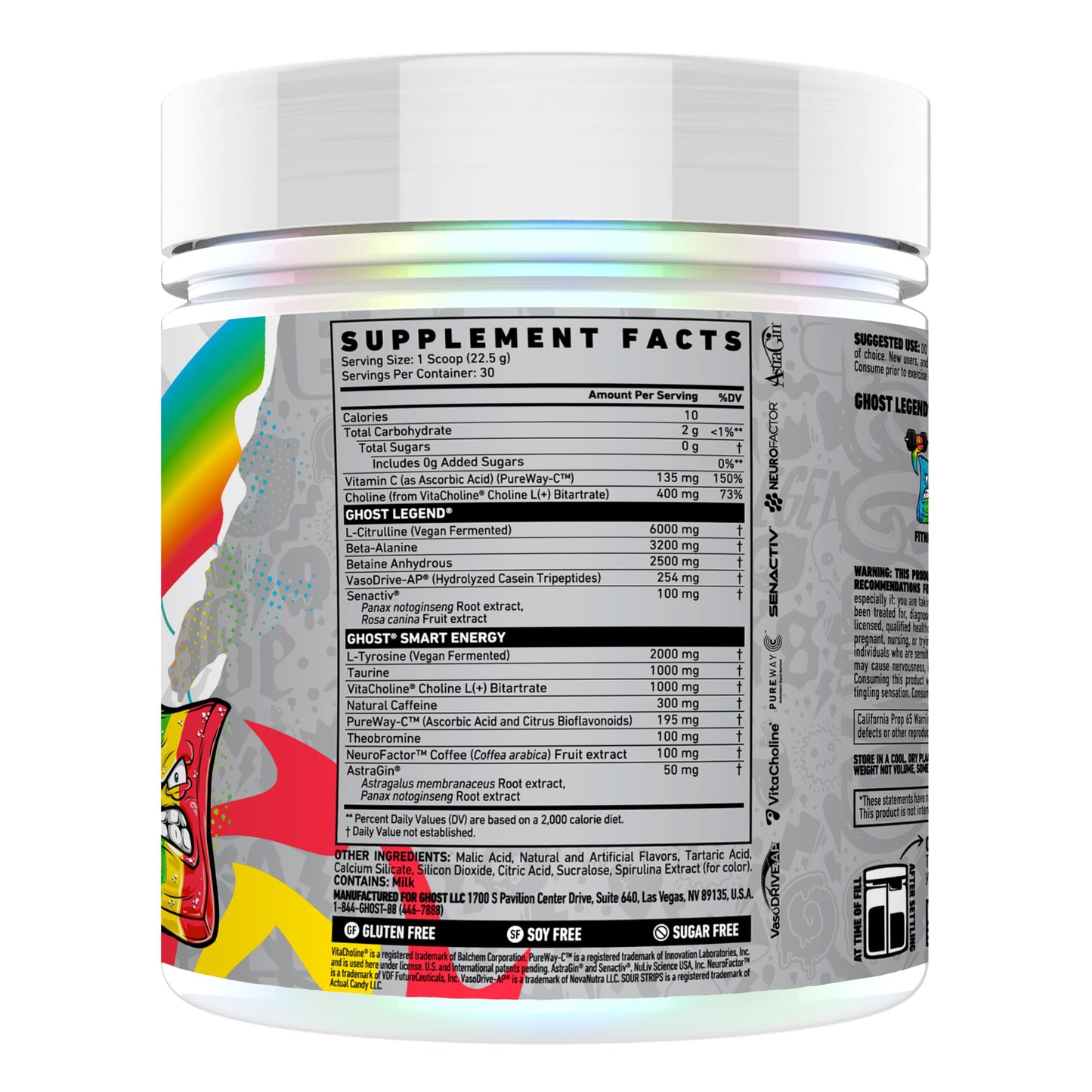 GHOST Legend Pre Workout Powder, Sonic Cherry Limeade - 30 Servings – Pre-Workout for Men & Women with Choline, L-Citrulline, & Beta Alanine for Energy & Focus