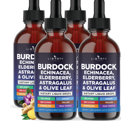 Liberty Lifestyle Lymphatic Drainage Supplement - Burdock Lymphatic Support Drops - Burdock Root, Mullein, Echinacea, Elderberry, Dandelion, Astragalus, Milk Thistle, Red Clover - 2 oz