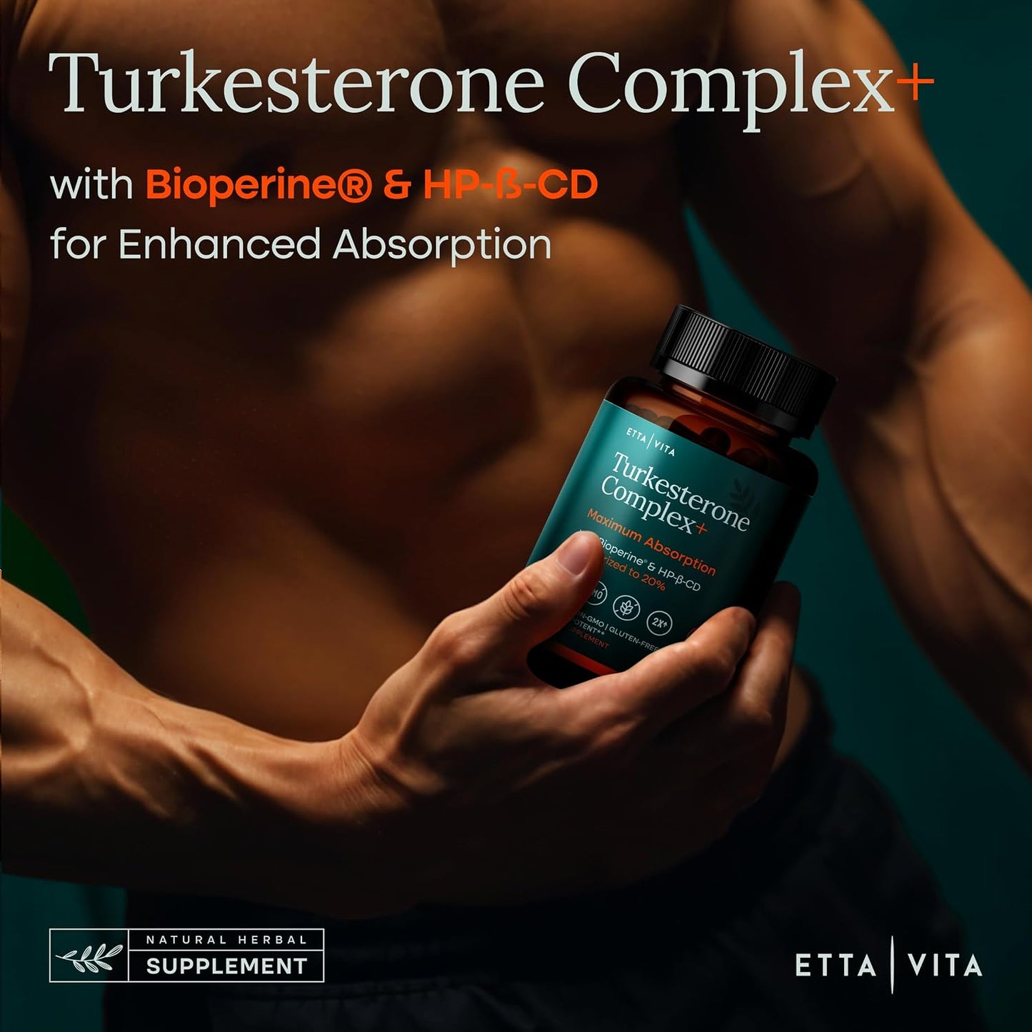 Turkesterone Supplement 500mg for Men & Women, Muscle Growth & Gym Support | Ajuga Turkestanica extract for strength, energy & workout recovery, vegan, non-GMO, third-party tested, made in USA
