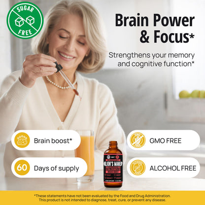 HERBIFY Lions Mane Supplement - Daily Mushroom Supplement for Memory, Focus & Clarity - Brain Booster - Lions Mane Tincture for Immune Support - 4 Fl oz
