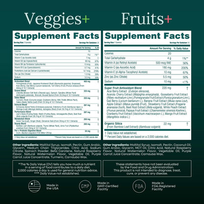 Everyday Debloat & Detox Sugar-Free Fruits and Veggies Gummies - Energy Support with Superfood Fruit and VegetableSupplement (120 Chews) Cruelty-Free, Vegan, Gluten-Free, Fruit and Vegetable Vitamin