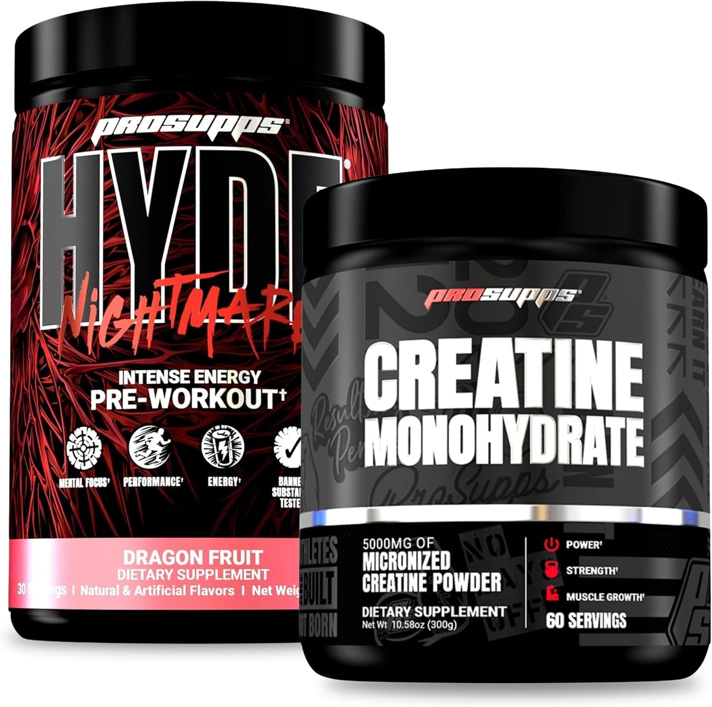 PROSUPPS Hyde Nightmare Intense Energy Pre-Workout, Dragon Fruit, and Creatine 300 Bundle