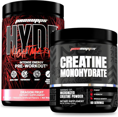 PROSUPPS Hyde Nightmare Intense Energy Pre-Workout, Dragon Fruit, and Creatine 300 Bundle