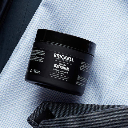 Brickell Men's Products Flexible Hold Wax Pomade for Men, Irritation Free, Natural Shine Hair Styling Product, With Shea Butter, Vitamin E, and Rosemary, 2 Ounce, Scented
