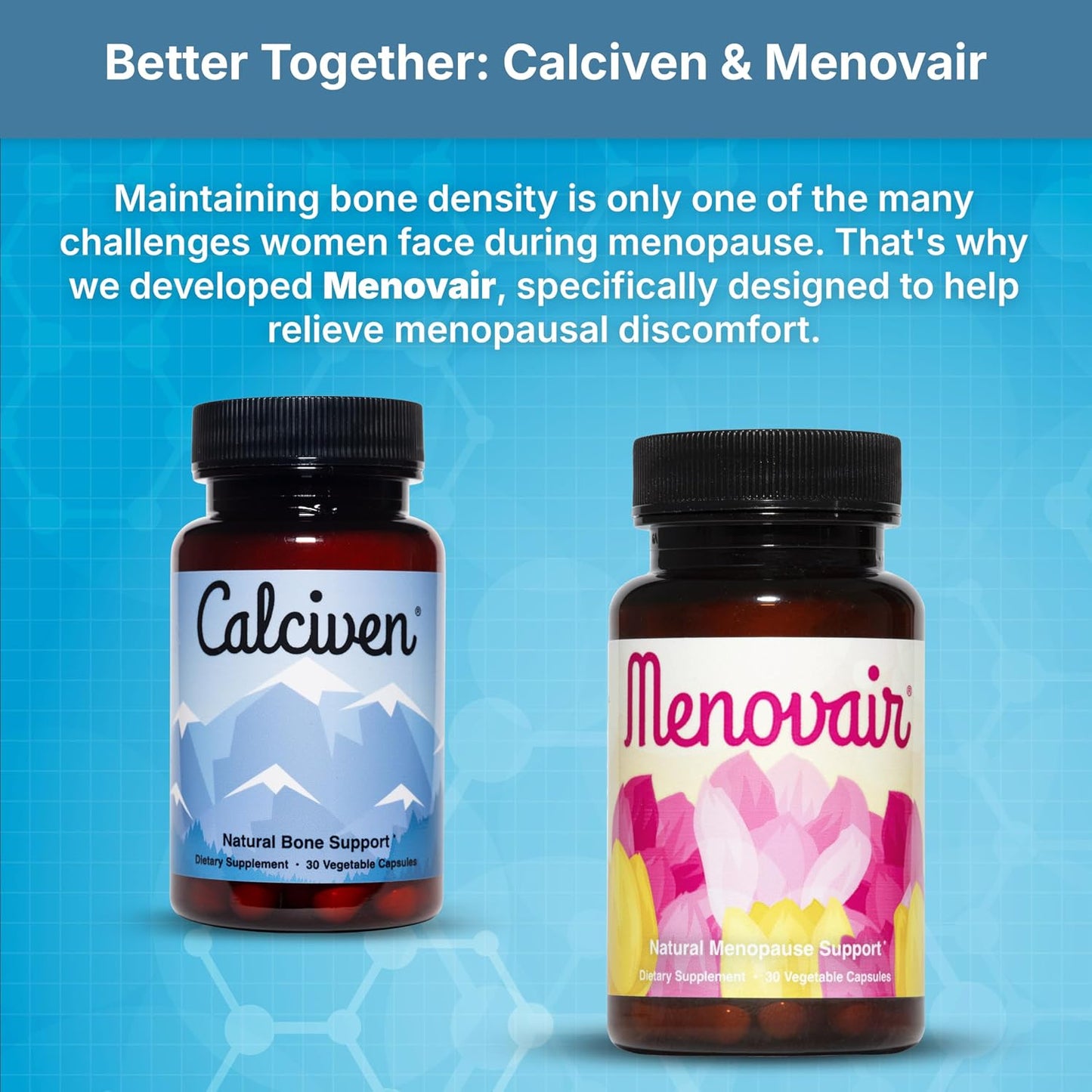 Calciven Natural Bone Support Supplement, Vegetarian, Gluten-Free | Complete Mineral Matrix with Calcium, Magnesium, and Absorption Factors to Promote Bone Density and Strength, 30-Day Supply