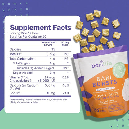 Bari Life Post-Op, Gastric Sleeve, Gastric Bypass Vitamin and Supplement Starter Kit (Butter Toffee)