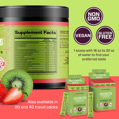 KEY NUTRIENTS Multivitamin Electrolytes Powder No Sugar - Juicy Strawberry Kiwi