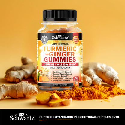 Turmeric Curcumin with Ginger Gummies, Peach Flavor, 120 Count