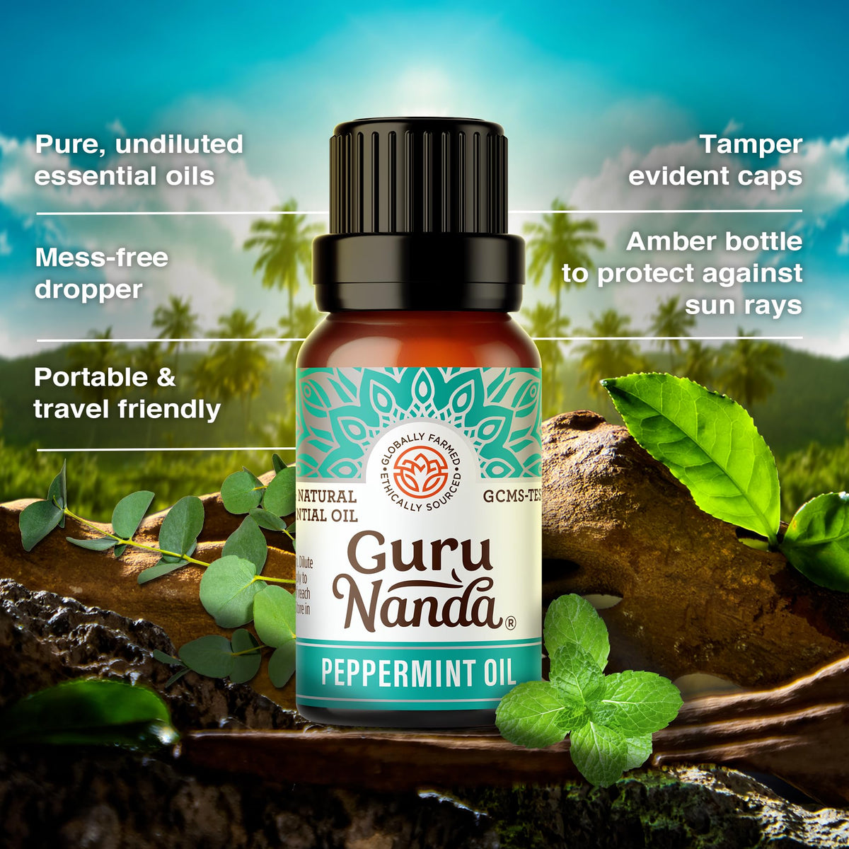 GuruNanda Essential Oils Set – 6 Pack (10mL Each), Lavender, Peppermint, Eucalyptus, Lemongrass, Grapefruit & Ylang Ylang, 100% Natural Aromatherapy Oils for Diffuser, Massage & DIY Candle Making