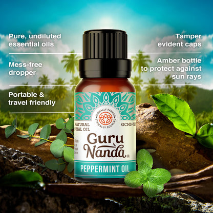 GuruNanda Essential Oils Set – 6 Pack (10mL Each), Lavender, Peppermint, Eucalyptus, Lemongrass, Grapefruit & Ylang Ylang, 100% Natural Aromatherapy Oils for Diffuser, Massage & DIY Candle Making