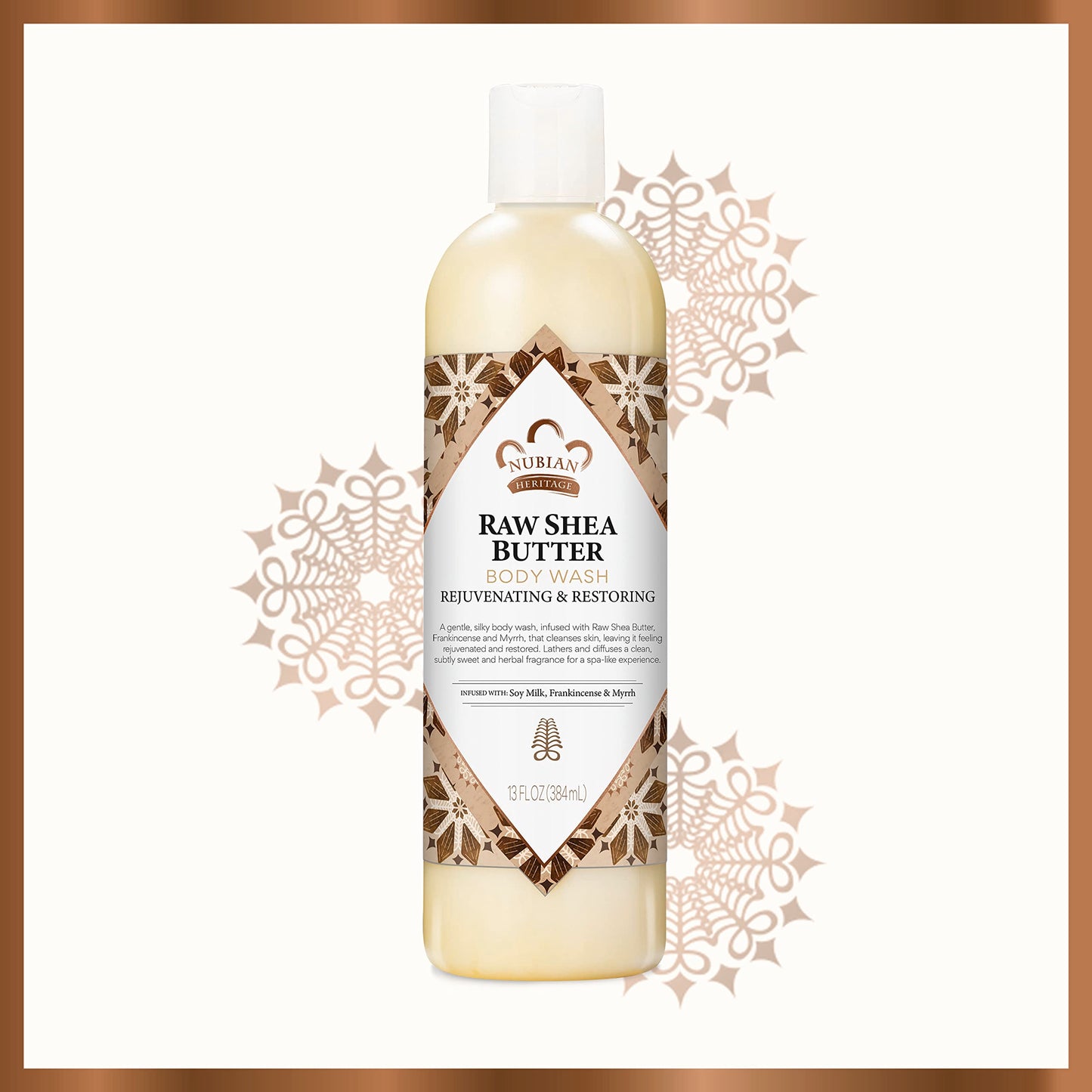 Nubian Heritage Body Wash Goats Milk and Chai Soothing & Hydrating Body Cleanser Made with Fair Trade Shea Butter, 13 oz