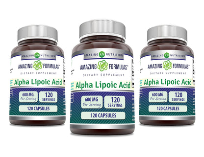 Amazing Formulas Alpha Lipoic Acid | 600 Mg Per Serving Supplement | Capsules | Non-GMO | Gluten Free | Made in USA (1 Pack | 120 Count)
