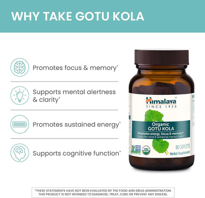 Himalaya USDA Organic Gotu Kola Capsules with Adaptogens, 650 mg,90 Caplets