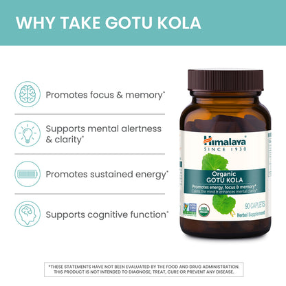 Himalaya USDA Organic Gotu Kola Capsules with Adaptogens, 650 mg,90 Caplets