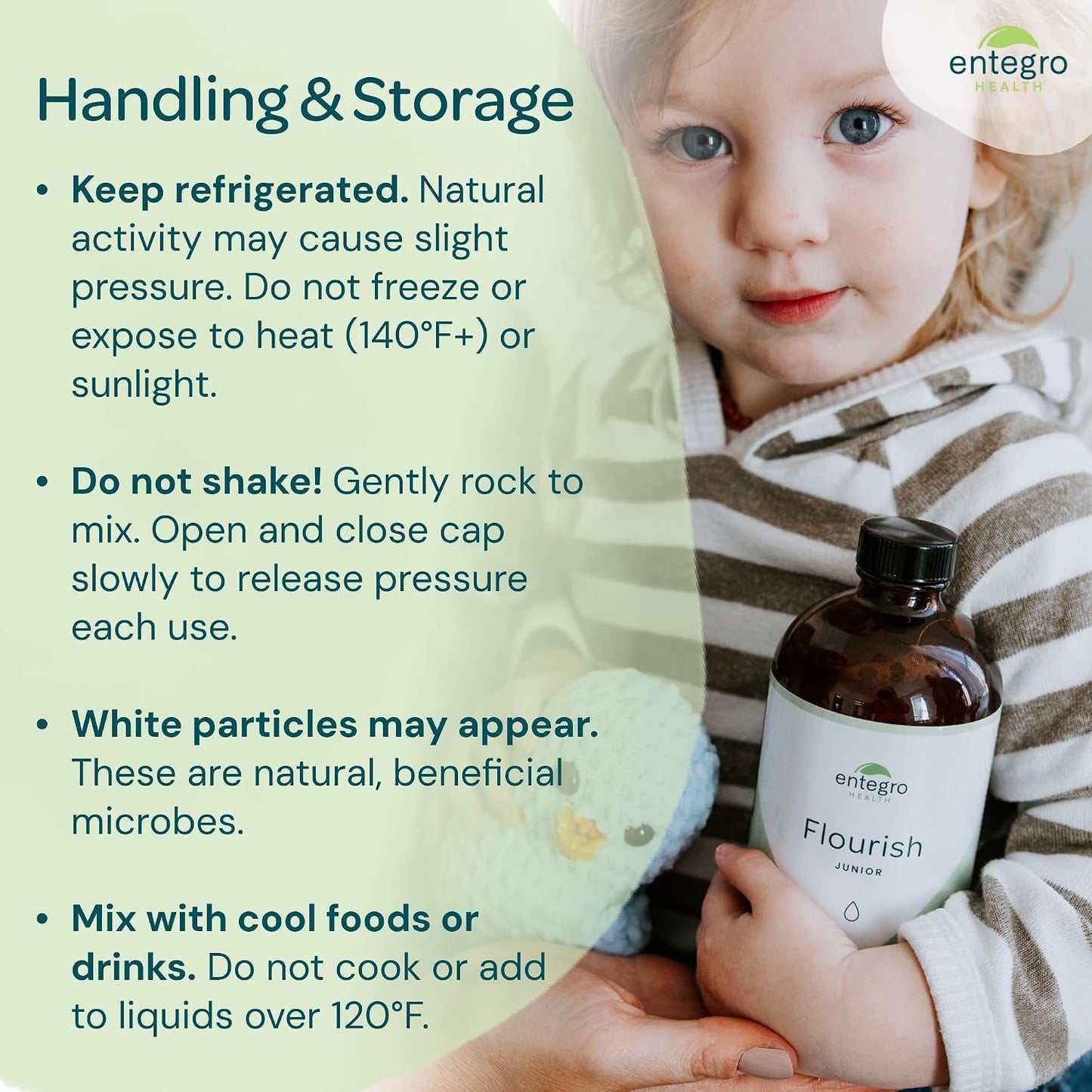 ENTEGRO Flourish Junior Liquid Probiotic & Postbiotic Supplement, Plastic | 11 Live Cultures, Gut & Digestive Health For Women, Men & Kids, Organic, Vegan, Allergen Free, Non-GMO, USA Made, 16 fl oz
