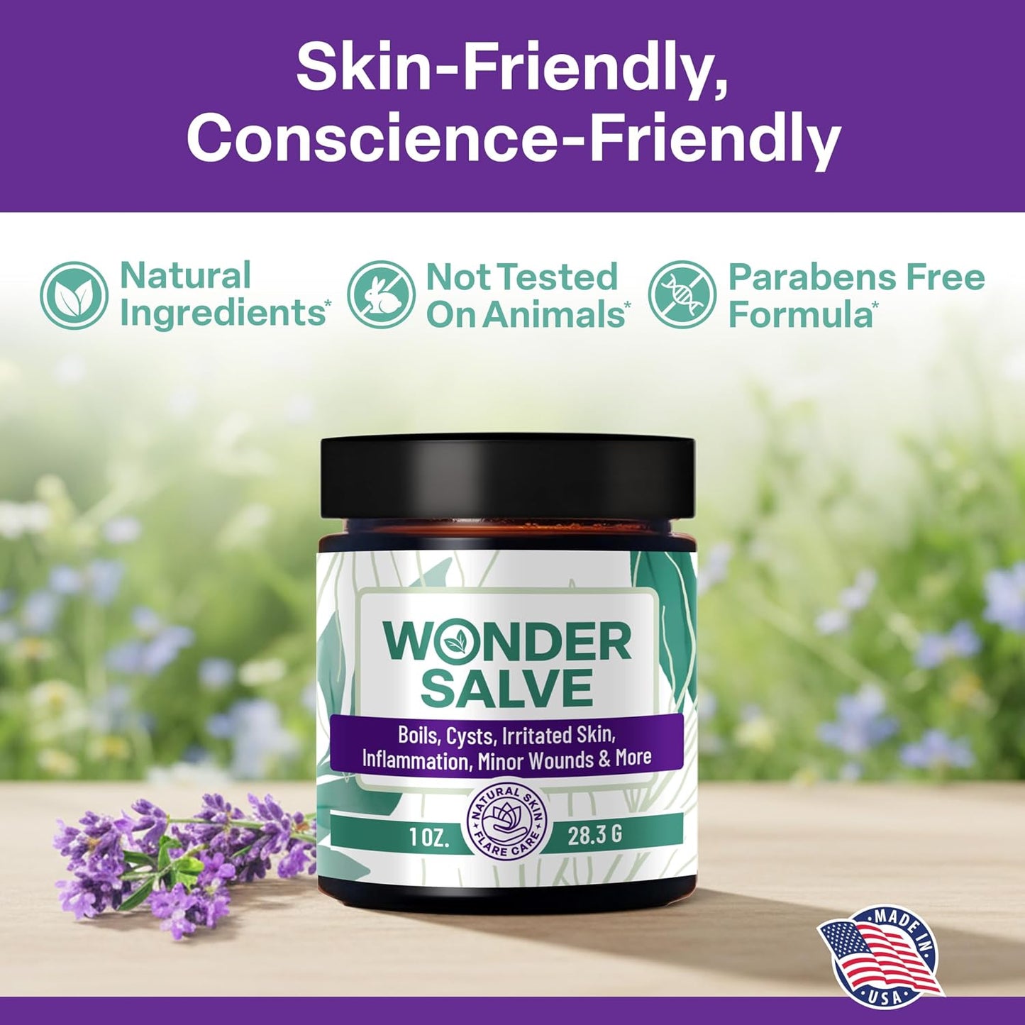 Wonder Salve – Drawing Salve Maximum Strength for Irritated & Flare-Prone Skin, Boils, Cyst, HS, Hemorrhoids, Ingrown Hair, Bumps, Anti-Chafing with Natural Propolis and Egg Yolk Extract, 1 oz