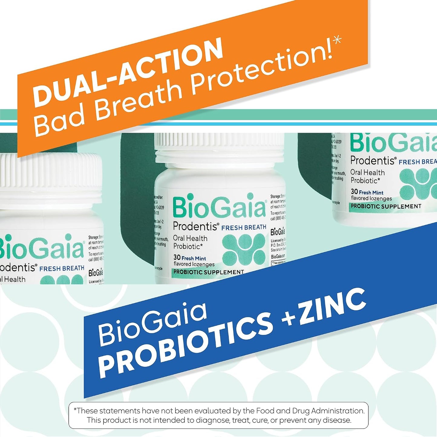 BioGaia Prodentis Fresh Breath Oral Probiotics for Bad Breath & Halitosis | + Zinc to Neutralize Odors | Promotes Healthy Gums & Teeth | 30 Dental Probiotic Lozenges | Dental Hygienist-Recommended