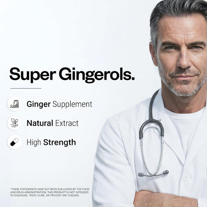 Supersmart - Super Gingerols 400mg per Day (High Potency 20% Gingerol) - Ginger Root Extract Supplement | Non-GMO & Gluten Free - 60 Vegetarian Capsules