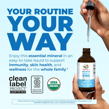 MaryRuth's Organic Liquid Zinc Supplement for Kids & Adults | Immune Support | Skin Health | Antioxidant | Cellular Metabolism | Zinc Sulfate | Vegan | Non-GMO | Sugar Free | Gluten Free | 4 oz