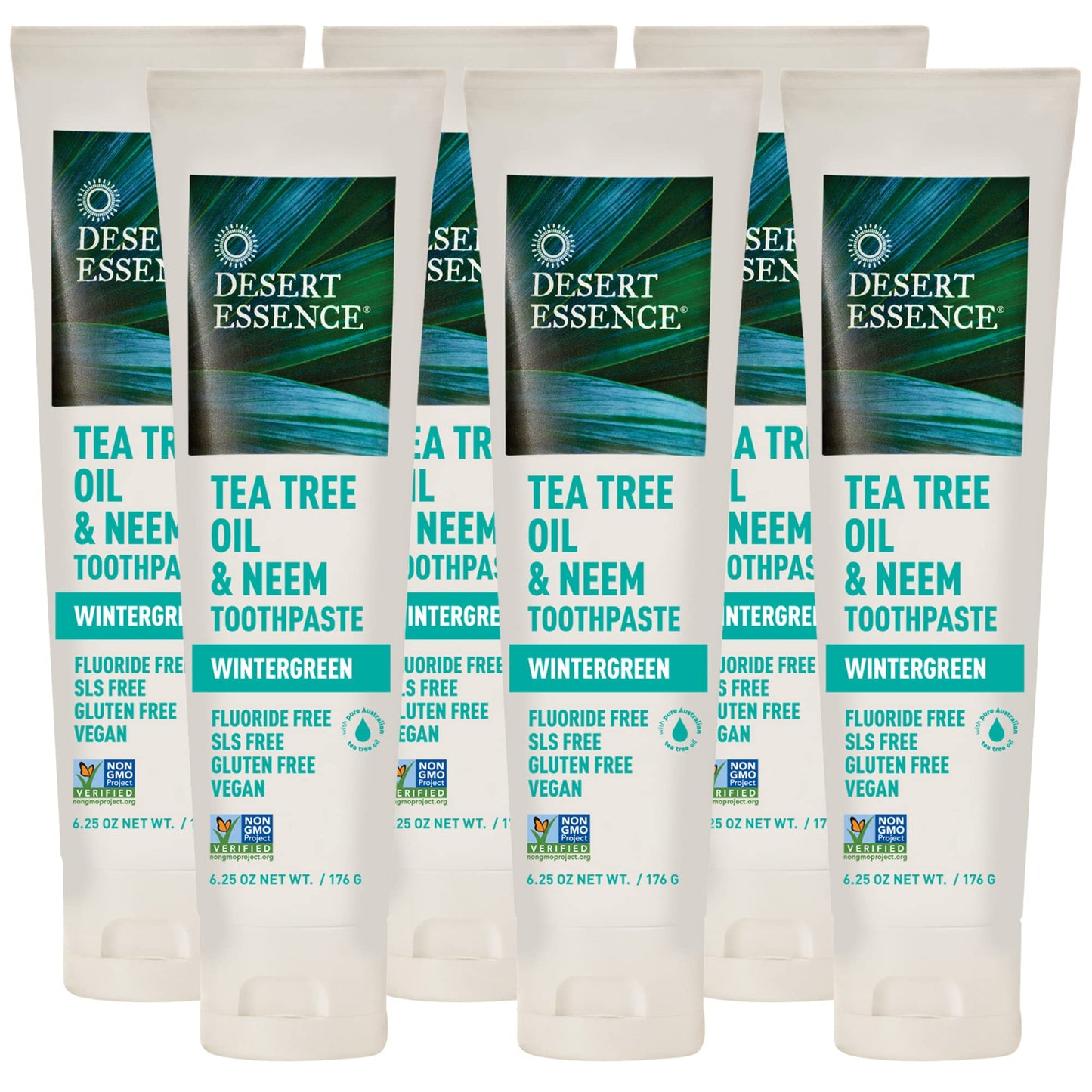 Desert Essence Tea Tree Oil Toothpaste - Mint - 6.25 Ounce - Refreshing Taste - Deep Cleans Teeth & Gums - Helps Fight Plaque - Sea Salt - Pure Essential Oil - Baking Soda - Promotes Healthy Mouth