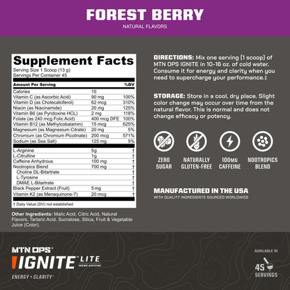 MTN OPS Ignite Energy Powder, Zero Sugar, Tiger's Blood