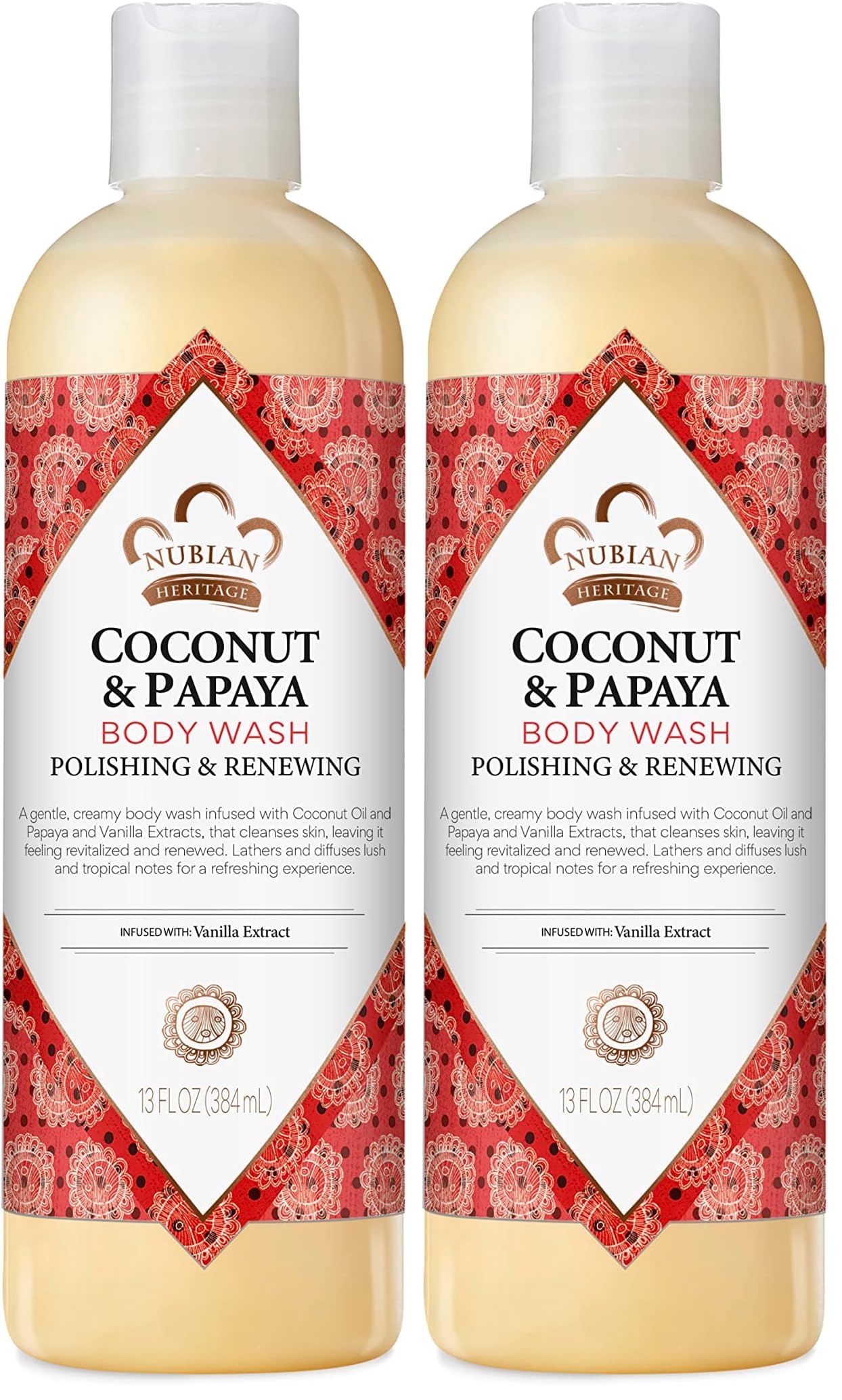 Nubian Heritage Body Wash Goats Milk and Chai Soothing & Hydrating Body Cleanser Made with Fair Trade Shea Butter, 13 oz