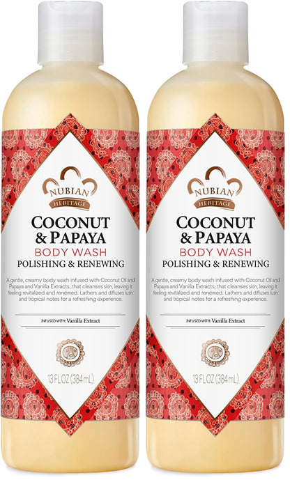 Nubian Heritage Body Wash Goats Milk and Chai Soothing & Hydrating Body Cleanser Made with Fair Trade Shea Butter, 13 oz