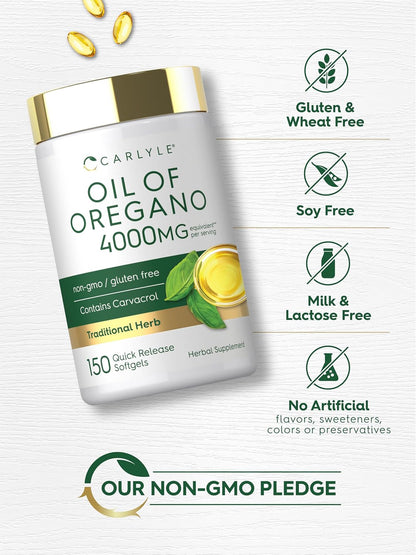 Carlyle Oregano Oil Supplement | 150 Softgel Capsules | Contains Carvacrol | Non-GMO & Gluten Free Formula
