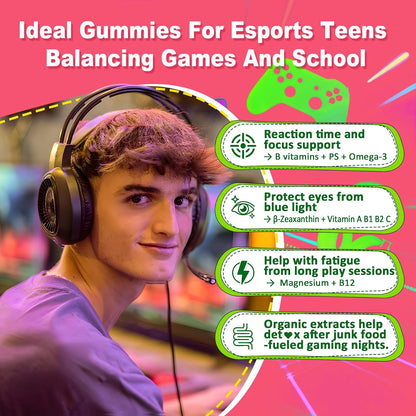 Nextdia Multivitamin Gummies with Iron for Teen Boys Girls 12-17, Kids/Children & Teenagers Ages 10–19 Vitamins w/Omega 3, Magnesium + Zinc, Multi-Minerals for Adolescent Brain, Bone, Energy, Immune