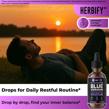 HERBIFY Blue Vervain Drops – Verbena Tincture – Vervain Supplement for Mood & Balance – Vervain Liquid Extract – Verbena Hastata (30 Days Supply) 2 Fl Oz Made in USA