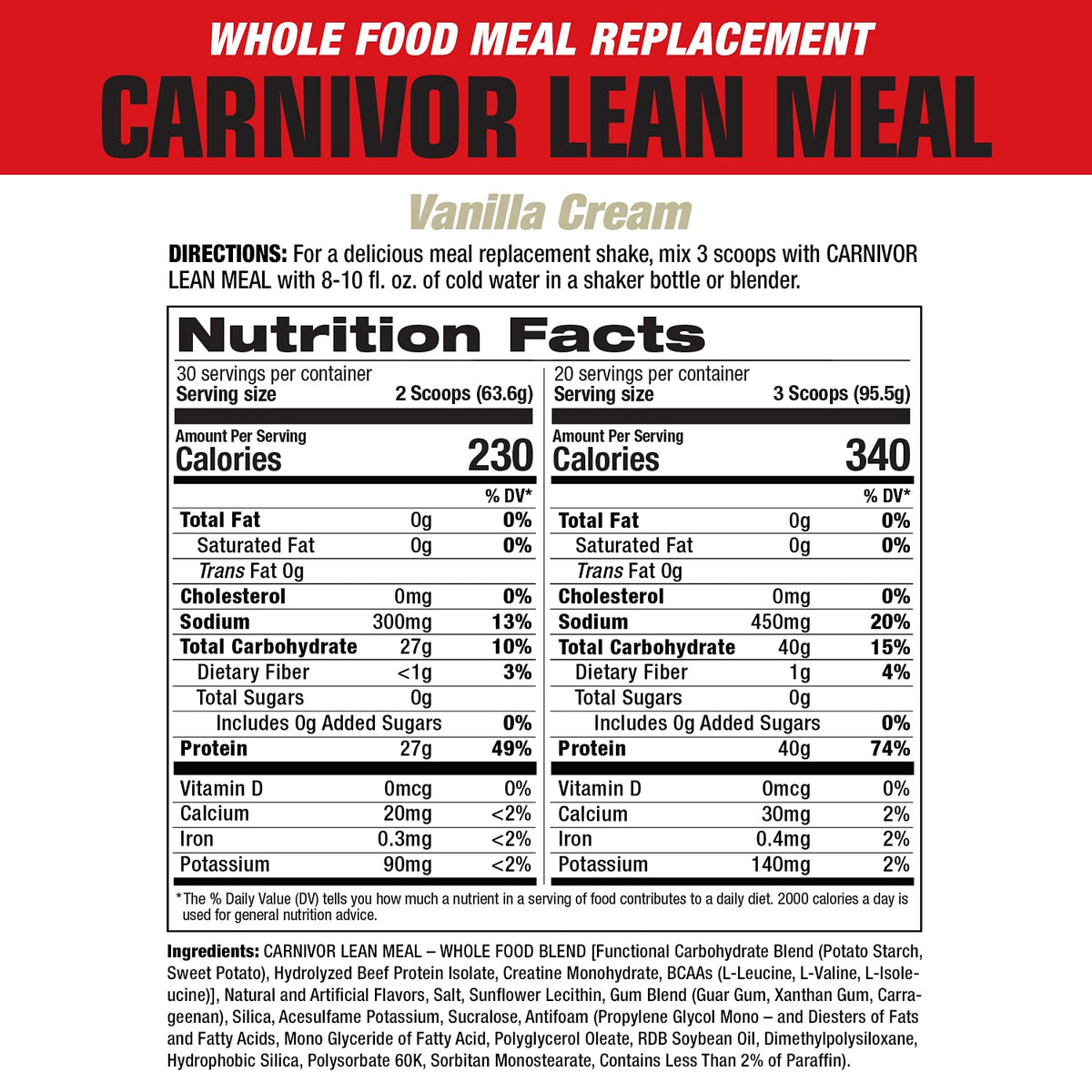 MuscleMeds CARNIVOR LEAN MEAL whole food meal replacement shake, MRE, beef protein