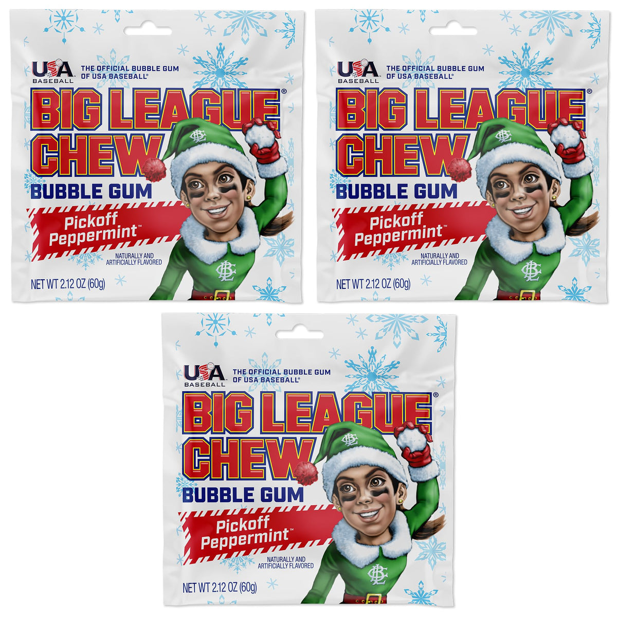 Big League Chew Original - Chewing Bubble Gum Pack of 3, 2.12 oz